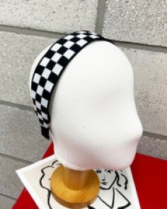 4cm 넓은 체커보드 머리띠 헤어밴드