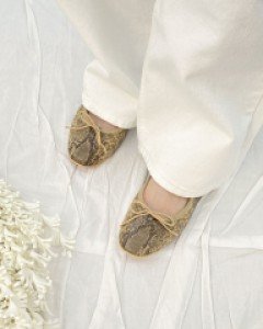 뱀피 리본 플랫