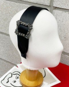 흑니켈 큐빅장식 새틴 차화연 머리띠 헤어밴드