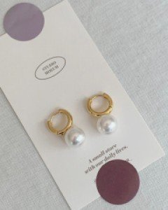 원터치 진주 링 귀걸이