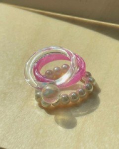 셀룰로오스 컬러 진주 반지 세트