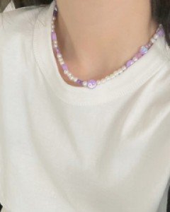 형광 진주 음양 목걸이