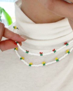 비즈 체리 목걸이