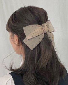 도트 오간자 웨딩 리본 머리핀 헤어핀