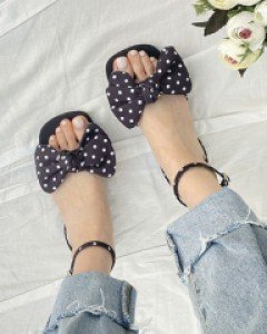 왕리본 도트 땡땡이 샌들
