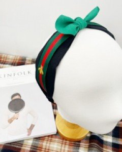 벌꿀 자수 리본  머리띠 헤어밴드