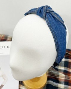 스티치 데님 머리띠 헤어밴드