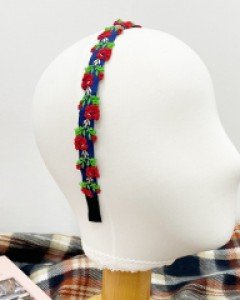 장미 자수 얇은 머리띠 헤어밴드