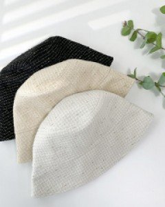 골드장식 트위드 버킷햇 벙거지