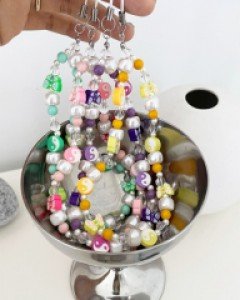 컬러풀 음양 핸드폰줄 스트랩 키링