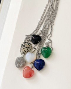 하트 원석 체인 목걸이