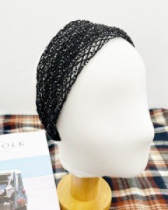 블랙 그물 넓은 머리띠 헤어밴드 세안밴드