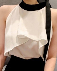 홀터넥 나시 리본 블라우스