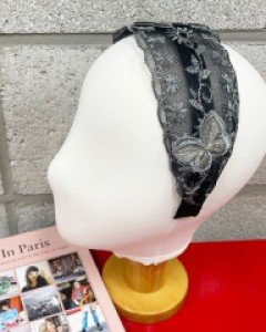 레이스 나비 넓은 헤어밴드 머리띠