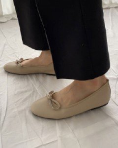 빅사이즈 가을컬러 말랑 리본 플랫