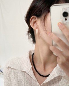 아크릴 C 마블 링 귀걸이