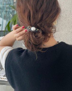 포인트 진주 니트 머리끈 고무줄 세트