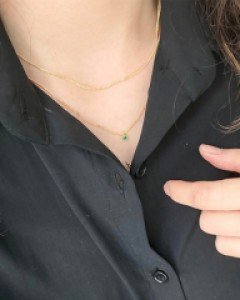 두줄 레이어 큐빅 목걸이