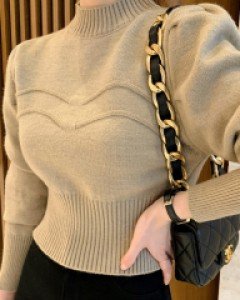 퍼프소매 크롭탑 니트