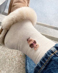 성조기 니트 곰돌이 양말