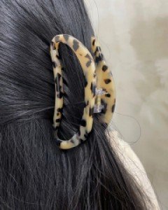 프랑스핀 10cm 둥근 호피 집게핀 헤어핀