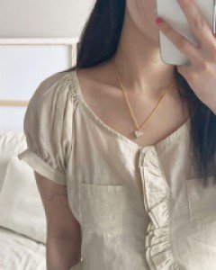 큐빅 하트 목걸이