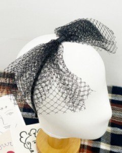 블랙 레이스 리본 머리띠 헤어밴드