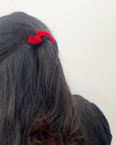 자체제작 블랙 리본 벨벳 로제 머리끈 리본끈 2set