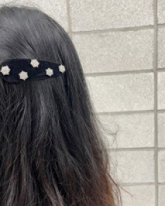 벨벳 큐빅장식 꽃장식 아이유 똑딱핀 머리핀