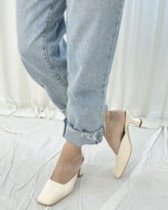 사각코 5cm미들굽 슬링백 힐