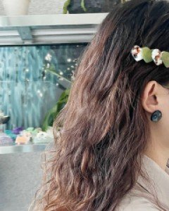 프랑스핀 하트 마블 호피 머리핀