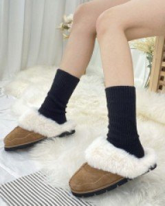 소가죽 스웨이드 털 슬리퍼