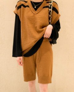 루즈핏 니트 4부 니트팬츠 세트