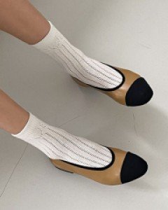 앞코 배색 스웨이드 말랑 호피 플랫