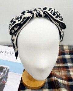 니트 리본 머리 안아픈 호피 머리띠 헤어밴드 블랙