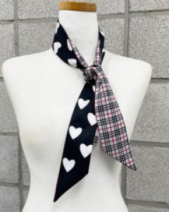 양면 체크 하트 트윌리 스카프