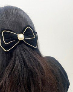 골드 테두리 벨벳 리본핀