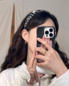 엔틱 진주 큐빅 장식 트위드 머리띠 헤어밴드