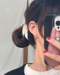 바구니티비 테두리 벨벳 곱창 스크런치 머리끈