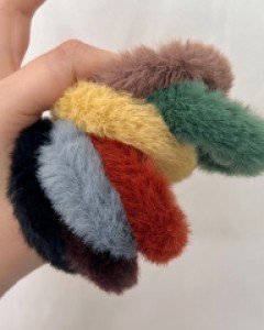 밍크 퍼 머리끈 세트