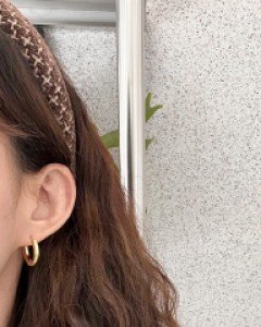 체크 볼륨 머리띠 헤어밴드