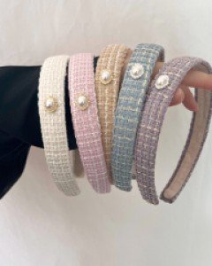 큐빅장식 트위드 머리띠 헤어밴드