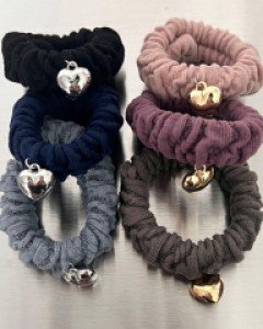 포인트 하트 쭈글이 세트 고무줄 머리끈