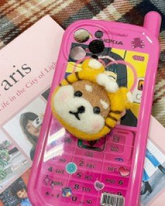 양모 펠트 고양이 호랑이 탈쓴 시바견 그립 스마트톡 거치대