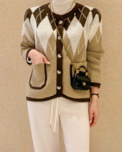 아가일 체크 가디건