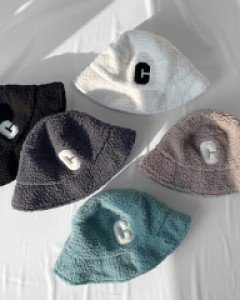 C로고 뽀글이 버킷햇 벙거지