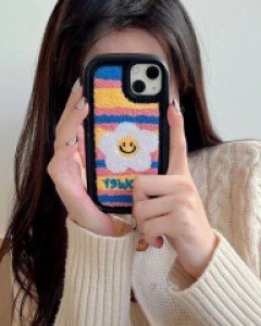 아이폰11 아이폰12 아이폰13 아이폰14 무지개 스마일 뽀송 퍼 케이스
