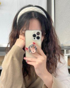 니트 체커보드 머리띠 헤어밴드