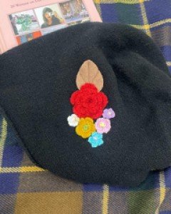 울소재 가을 겨울 니트 플라워 장식 비니 털모자