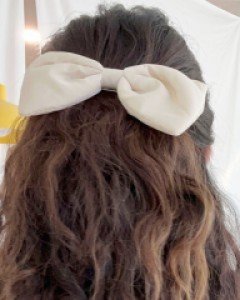 패딩 리본 머리핀 헤어핀